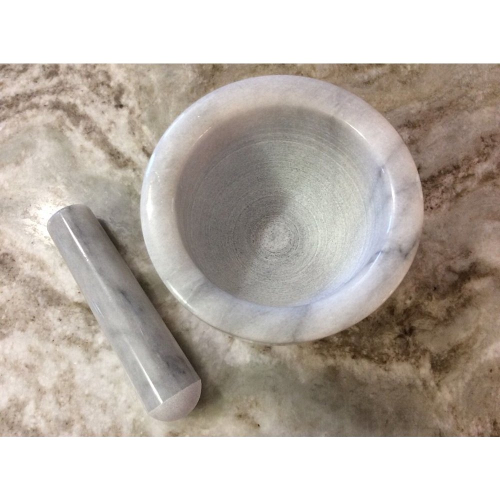 Mortar And Pestle. Norpro. 4"x4". Gray And White Marble. New. - Picture 2 of 9